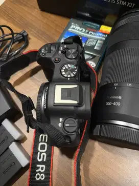 Canon EOS R8 with lens 24-50mm+lens 100-400mm fullframe
