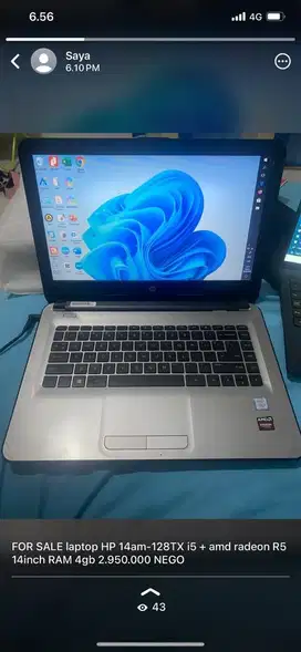 Laptop HP 14am-128TX Intel core 5 + amd radeon R5
