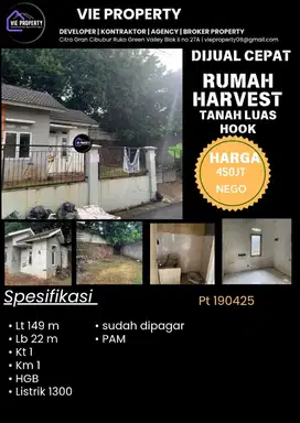 Jual Cepat Rumah Hitung Tanah  Nego  Sampai Deal. Harvest City Cibubur