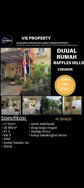 JUAL RUMAH RAFFLES HILLS CIBUBUR
