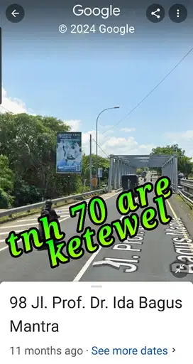 Dijual lahan 70a di jalan raya bay pas I B Mantra Ketewel Bali