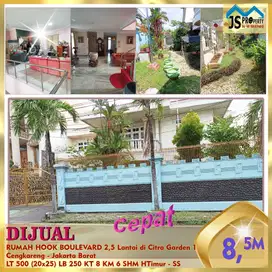 DIJUAL RUMAH HOOK BOULEVARD 2,5 Lantai diCitra Garden 1 Cengkareng -SS