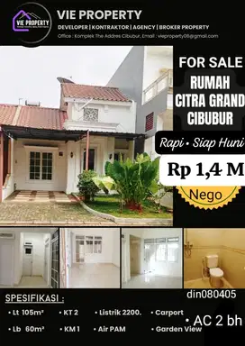 Jual Cepat Rumah Cantik Siap Huni . CitraGran Cibubur.