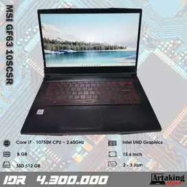 MSI GF63 10SCSR - Core i7 - Gen 10 th - SSD 512 GB