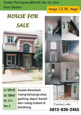 Rumah Dijual di Citra Grand Cibubur 14 Menit ke Trans Studio Mall