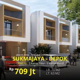 RUMAH TYPE 70 Luas Tanah 63 Meter | Sukmajaya Depok 6 Menit ke Stasiun