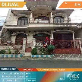 Dijual Rumah + Kos Bangunan Terawat di Jl Gunung-gunung Malang