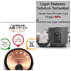 Paket Bundling Rice Cooker Low Carbo Vitarice & Air Fryer Lock n Lock