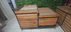 Rak beroda besar kayu rangka besi