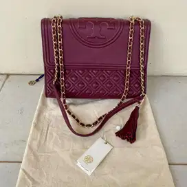 Tory Burch Fleming Convertible Shoulder Bag Wine Original