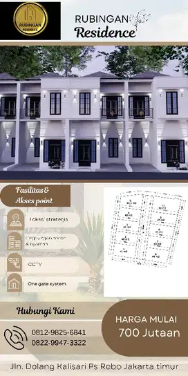 Rumah Cluster 2 lantai Kalisari Ps Rebo Jakarta Timur