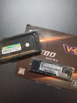 SSD V-Gen Turbo series SATA M.2 256GB dan RAM DDR4-2400 8GB