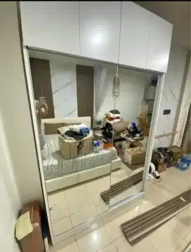 Lemari pakaian kabinet 2 pintu sliding door kekinian