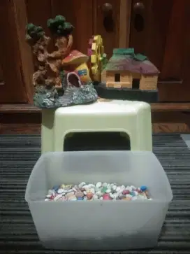 Hiasan Aquarium : Rumah Jamur, Rumah Baling2 & Batu Warna Warni