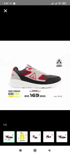 Sepatu aerostreet putih hitam size 41 sol 26cm