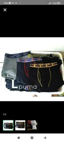 celana boxer pria puma sisa eksport L dan XL
