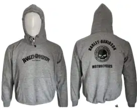 Sweater hoodie harley davidson grey skull dan white