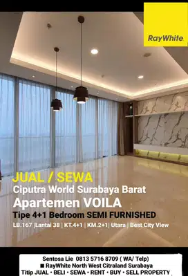 Disewakan Apartemen Voila Tipe 4+1 Kamar Tidur SEMI Furnished Mewah