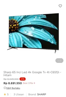 PROMO KREDIT SHARP 65 INCI LED 4K GOOGLE TV