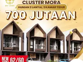 cluster mora de lora 2lantai 3Kamar tidur 700jt an