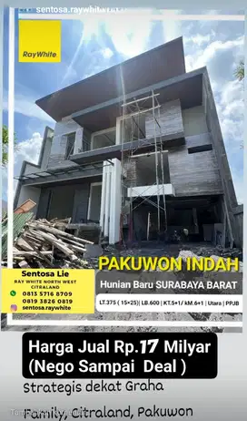 Dijual Rumah Baru Pakuwon Indah Dekat Graha Family, Citraland , PTC