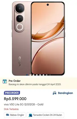 New preorder vivo v50 lite 12/512GBseries