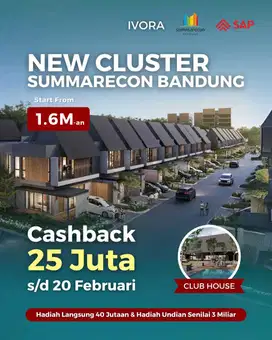 Rumah Cluster Baru Murah Sekali Modern di Ivora Summarecon Bandung