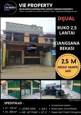 DIJUAL MURAH, BELI RUKO DAPAT PAHALA DI CIANGSANA