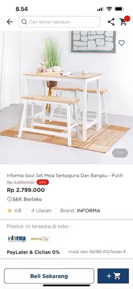 JUAL CEPAT MURAH! Meja makan set Informa