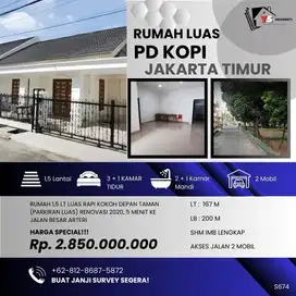 PD KOPI JAKARTA TIMUR RUMAH LUAS 167 M DEPAN TAMAN PERSIS S674