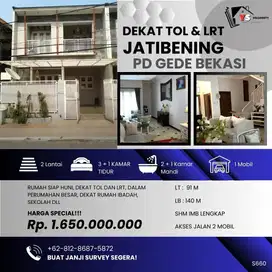JATIBENING BEKASI RUMAH BAGUS 2 LT AKSES 2 MOBIL DEKAT TOL LRT S660