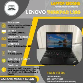 Lenovo Thinkpad L380 Core i5-8250 layar Flip 180 Slim SSD 256GB