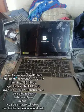 Acer Spin 1 sp111-34N minus no bootable device