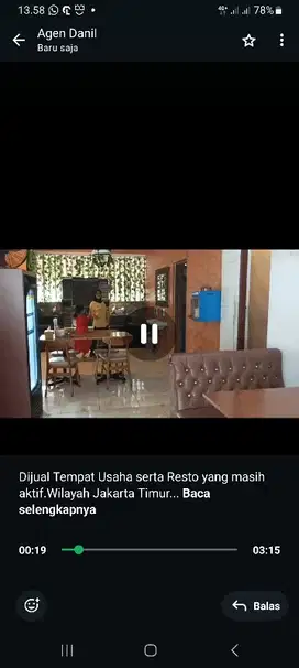 Dijual resto masih aktiv