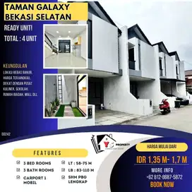 TAMAN GALAXY BEKASI RUMAH CLUSTER BARU MULAI 1,3 AN FREE BANJIR DD242