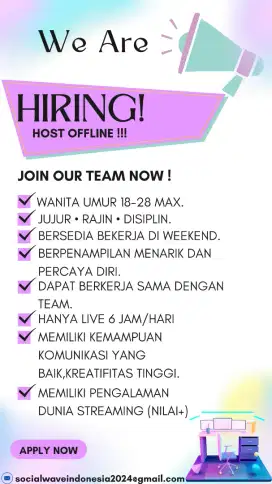 LOWONGAN KERJA UNTUK HOST GAME OFFLINE !!!