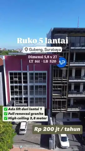 Disewakan ruko mewah Gubeng depan RS Siloam
