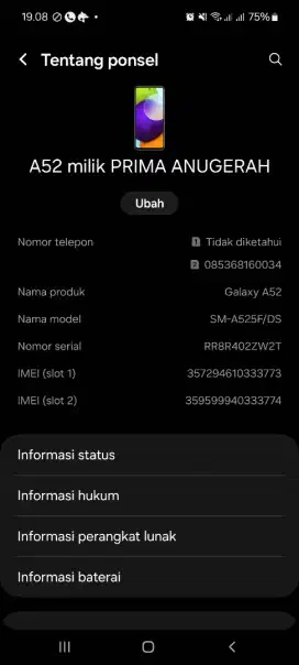 Jual Murah butuh uang Samsung A52 4G Original