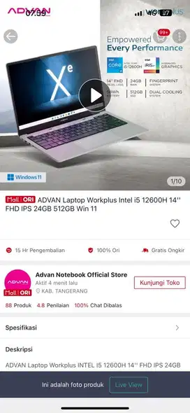 ADVAN WORKPLUS INTEL I512600H RAM 24