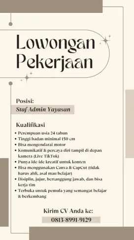 STAFF ADMIN YAYASAN