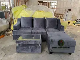 sofa tamu L puff model minimaliss