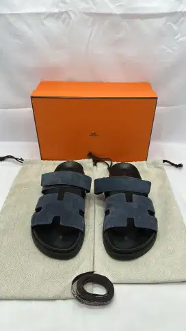 Hermes suede chypre sandals blue authentic
