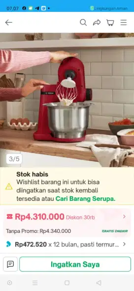 Bosch kitchen machine/ standing mixer mums2ER01 merah