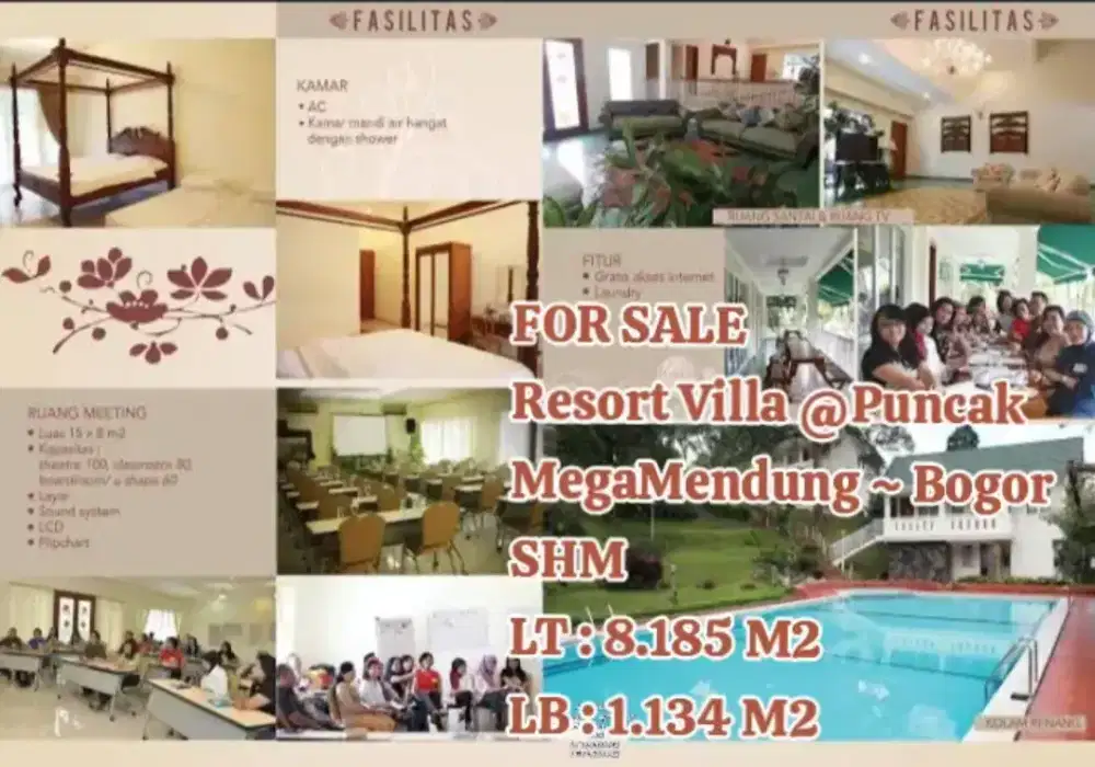 Dijual Villa Outing & Resort + Usaha Berjalan Puncak Megamendung Bogor
