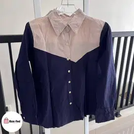 Kemeja navy. Atasan navy. Preloved kemeja