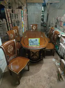 Meja makan salina gendong set kaca meja