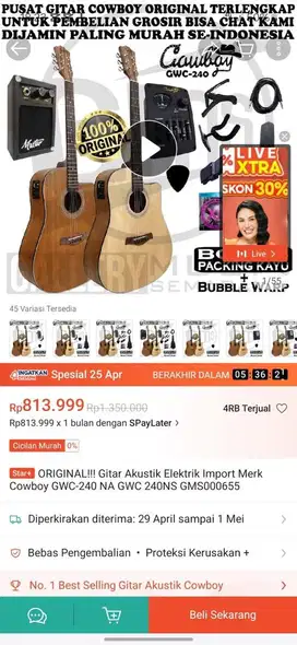 jual gitar merek Cowboy gwc ns 240 harga nego