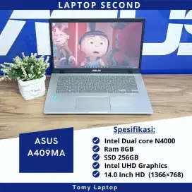 LAPTOP ASUS A409MA INTEL DUAL CORE N4000 RAM 8GB SSD 256GB LAYAR 14.0