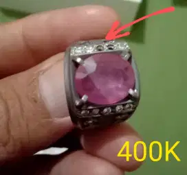 Batu cincin Ruby cutting ring perak