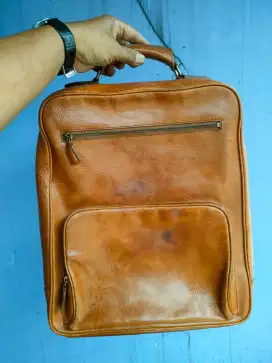 tas ransel kulit asli branded coklat